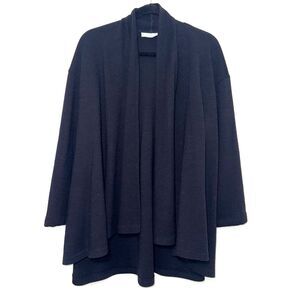 Bryn Walker Draped Wool Open Front Lagenlook Cardigan - Black L